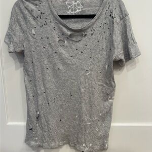 Chaser Light Gray Distressed Short Sleeve Tee